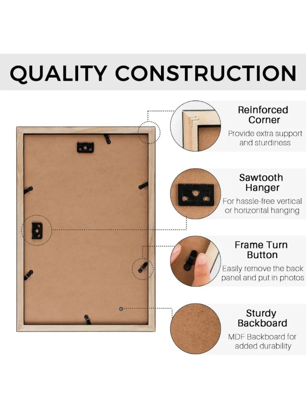 Elegant 5x7 Collage Picture Frame - Solid Wood, Real Glass, Multi-Photo Display